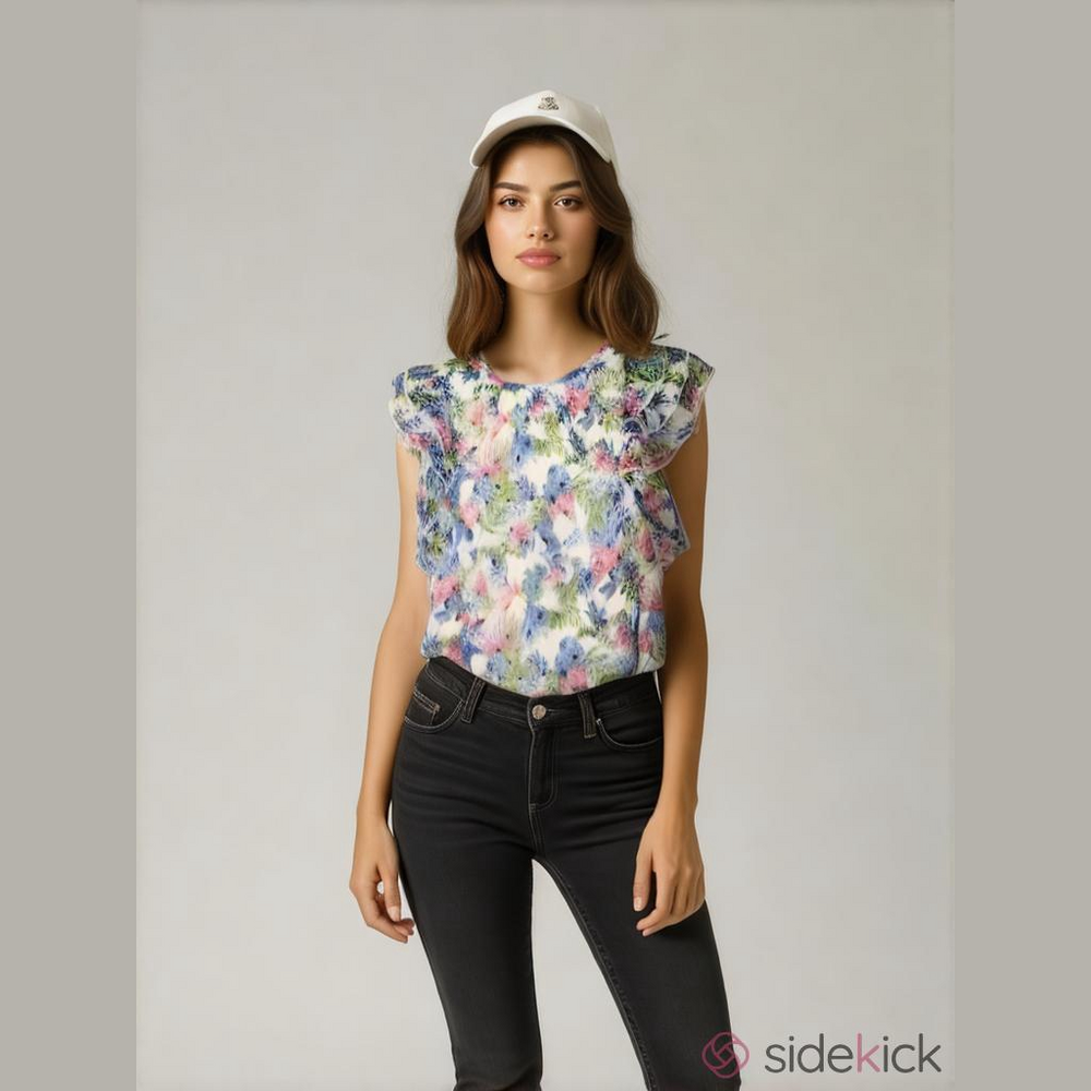 Walter Baker Floral Urbina Ruffled Sleeve Top